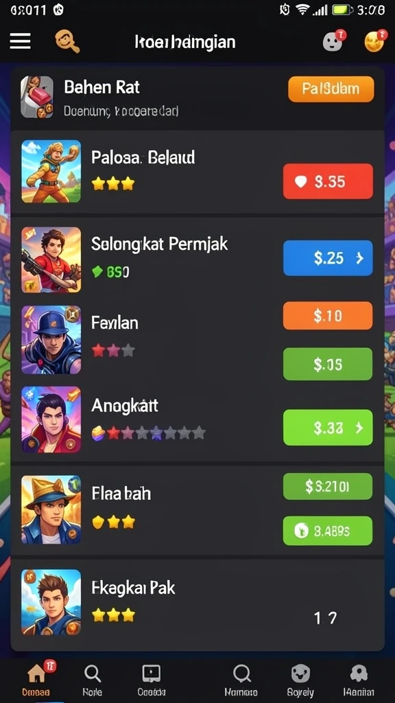 Menu permainan yang beragam dan lengkap.