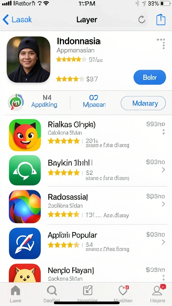 Menu permainan yang lengkap dan mudah diakses.