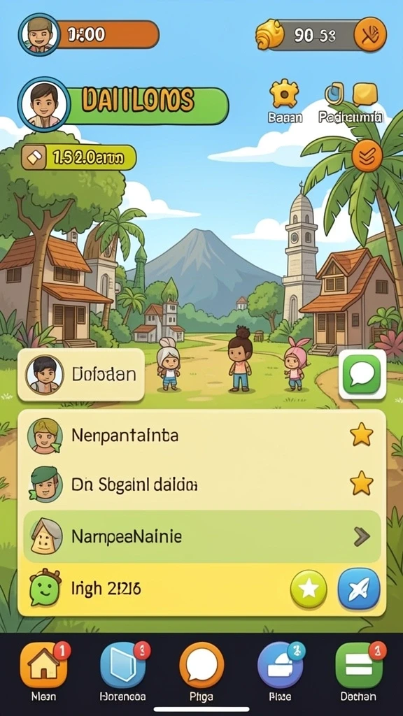 Fitur chat untuk berinteraksi dengan pemain lain.